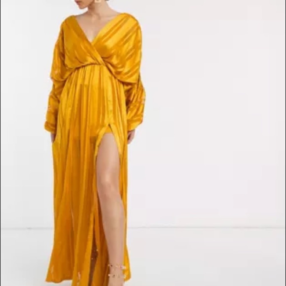 NWT unworn ASOS Design chain insert maxi dress yellow sz 4